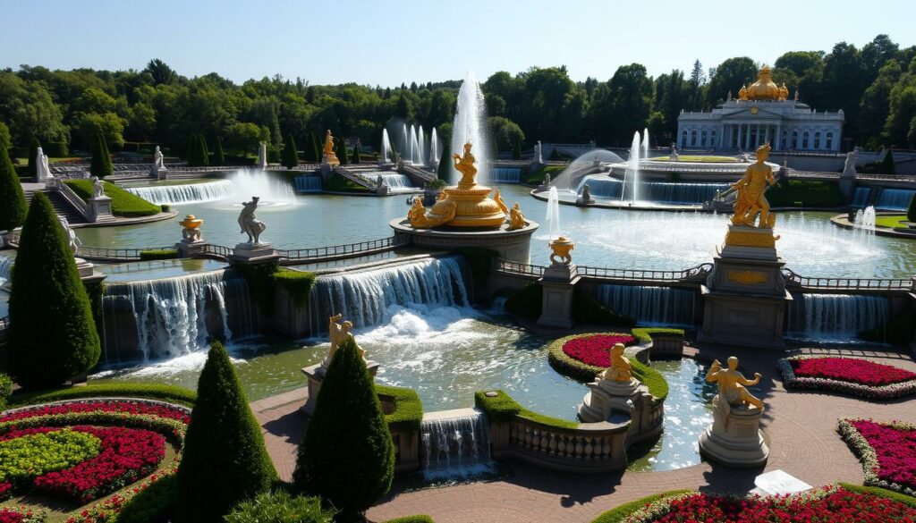 Kaskaden und Fontänen im Unteren Garten von Peterhof