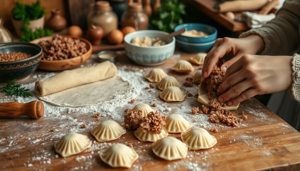 Zubereitung von Pelmeni